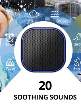 Portable White & Black Sound Machine Speaker with 20 Soothing Sounds